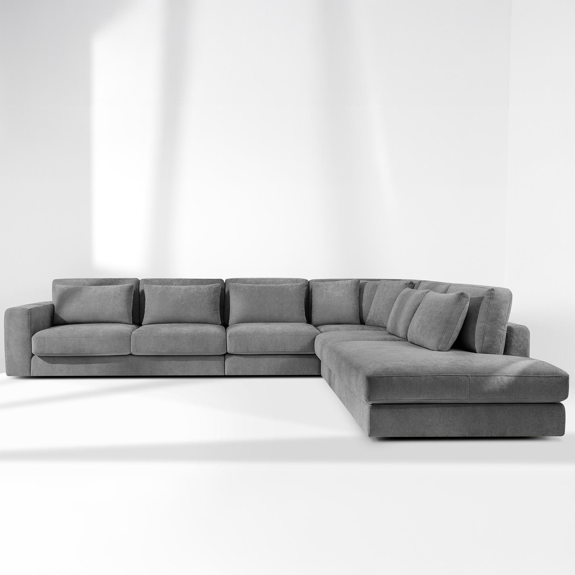 ECKSOFA XL rechts VERUS - Dunkelgrau, Holz/Holzwerkstoff (377/328cm) - KONSIMO®