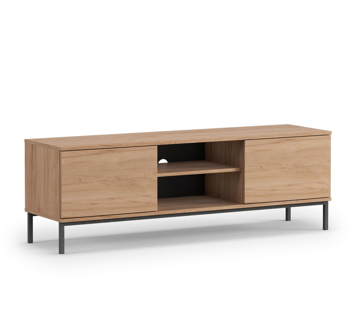 WOHNWAND Queba 2 Hikora 440/190/60 cm Stilvolles Design Modern - Hellbraun, Holzwerkstoff/Kunststoff (440/190/60cm) - AX Living