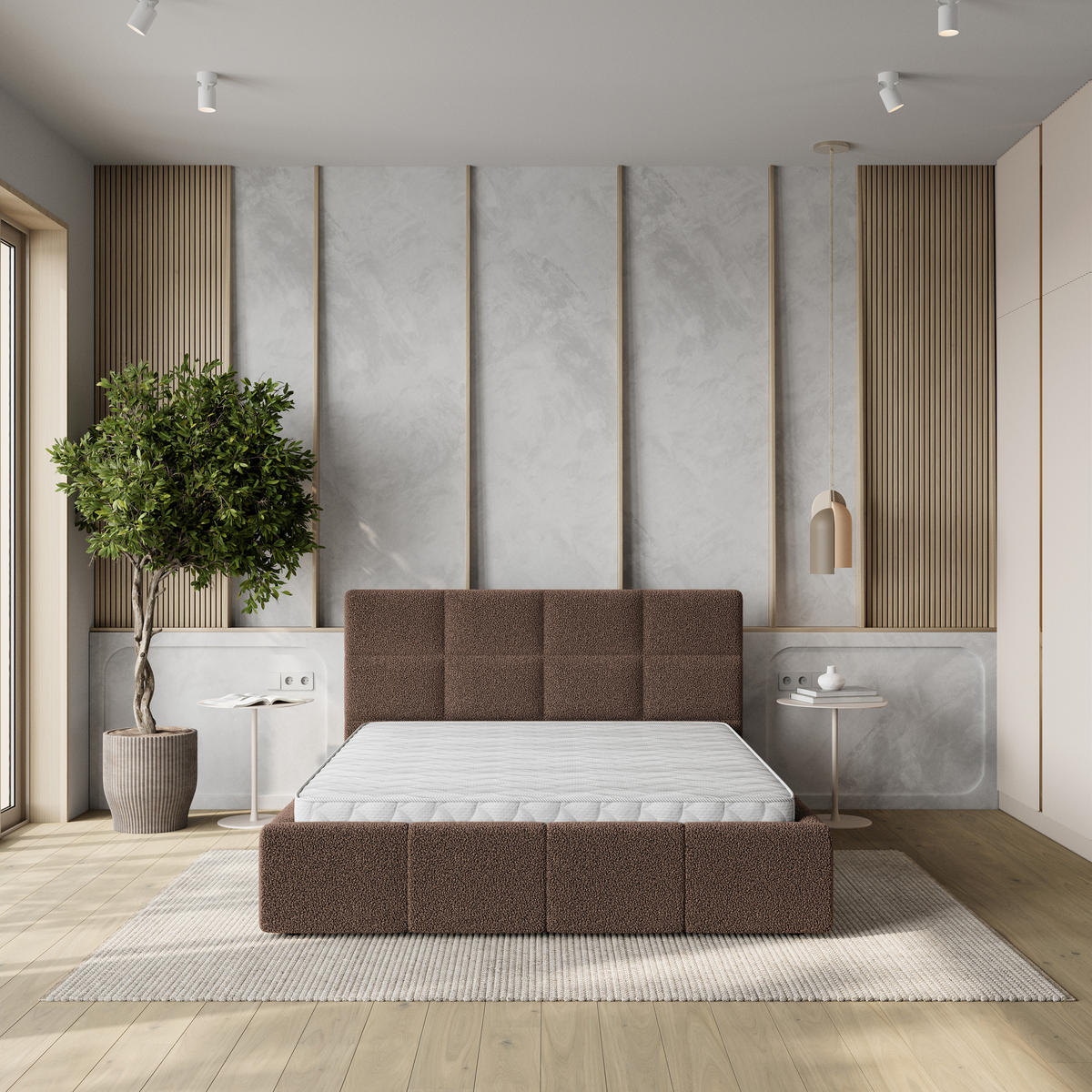 POLSTERBETT COMO 140x200 cm mit Bettkästen - Braun - Braun, Holz (140/200cm) - MASSENO