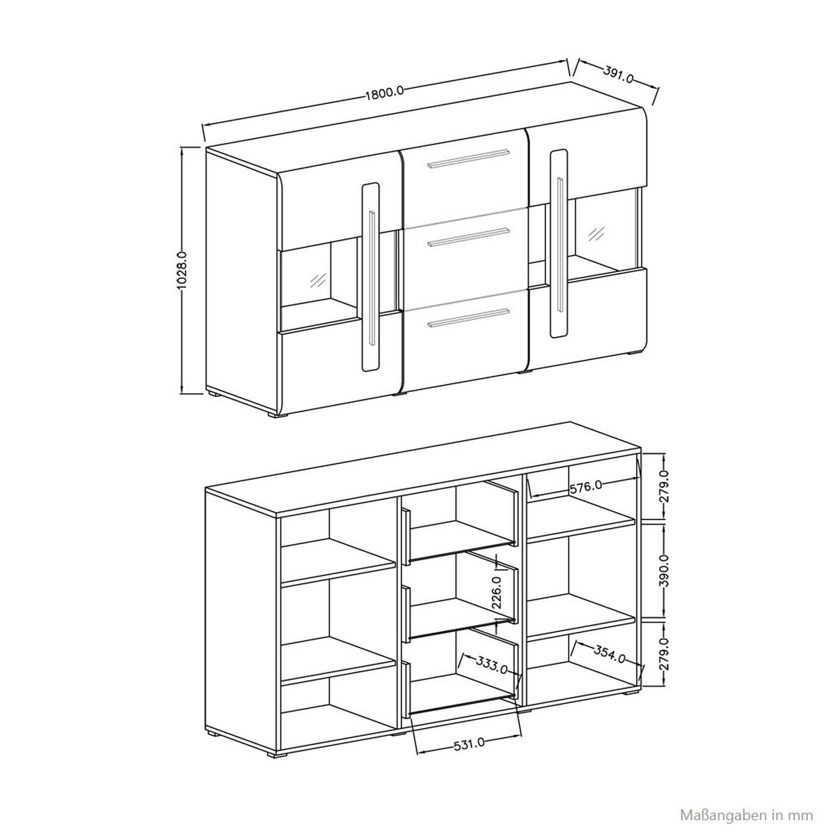 WOHNZIMMER-SET 6-TLG. Turda-83 - Weiß, Holzwerkstoff (320/204/50cm) - Lomado