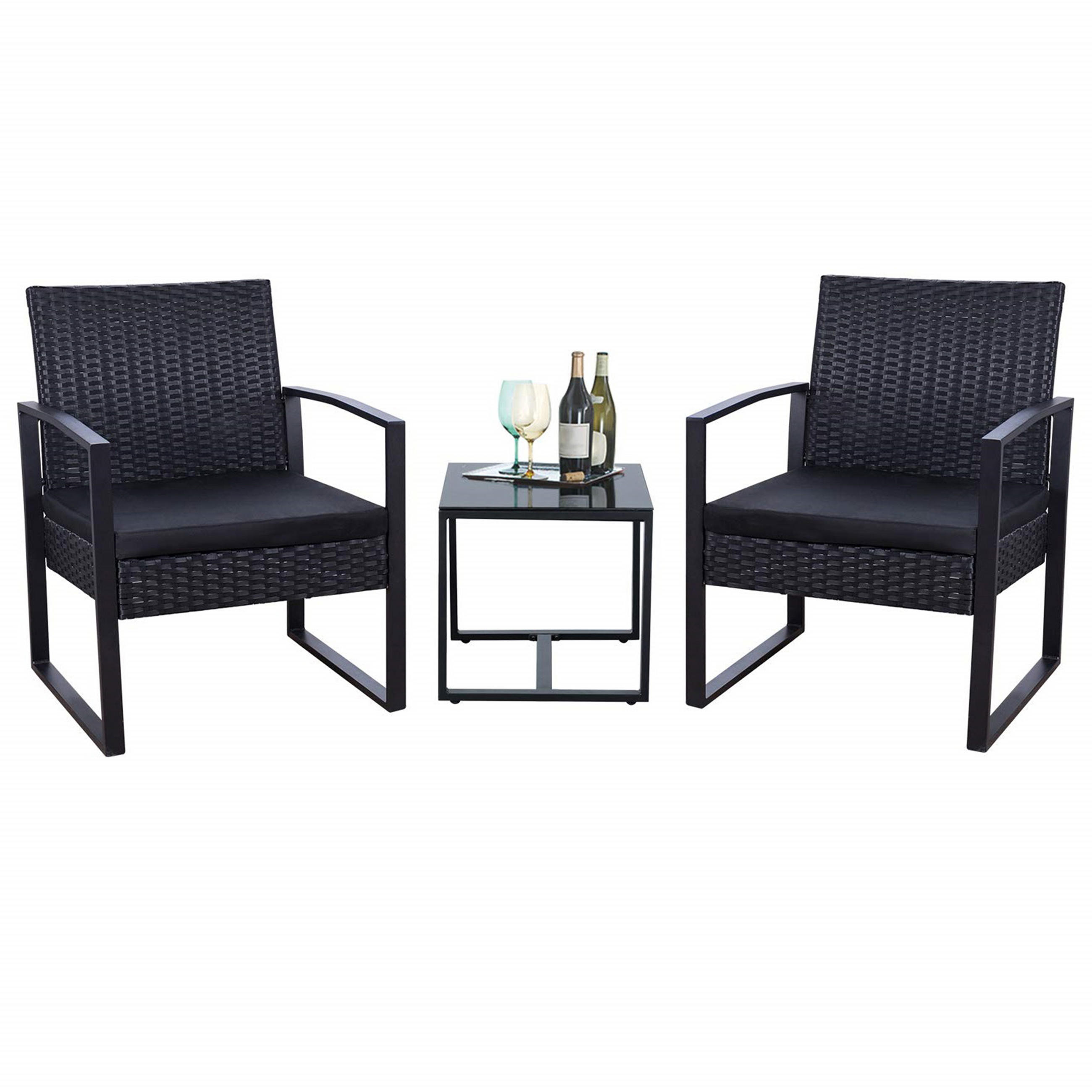 GARTENLOUNGE Set Sheffield - GartenGARTEN-GARNITUR für 2 Personen - Gartenmöbel Set 3-teilig - Streckmetall anthrazit - Schwarz, Metall - TPFGarden