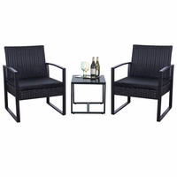 GARTENLOUNGE Set Sheffield - GartenGARTEN-GARNITUR für 2 Personen - Gartenmöbel Set 3-teilig - Streckmetall anthrazit - Schwarz, Metall - TPFGarden