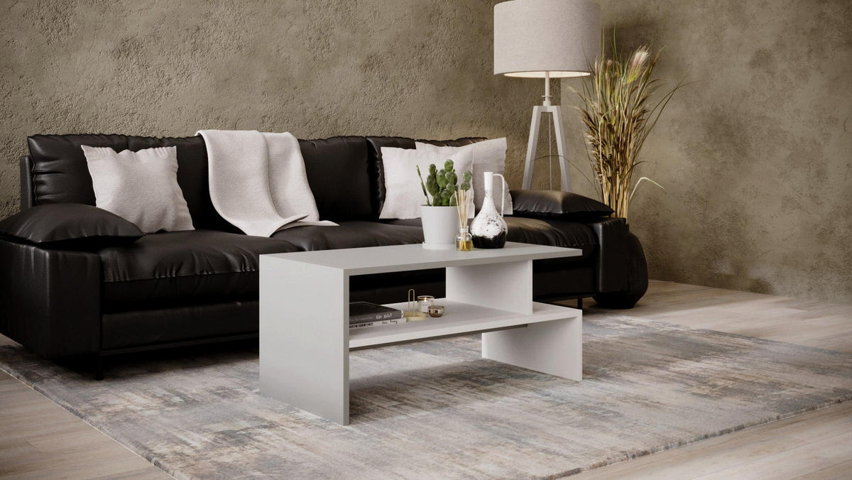 COUCHTISCH JULA 93 - Weiß/Grau, Holz (50/93/45cm) - Mat-Haus