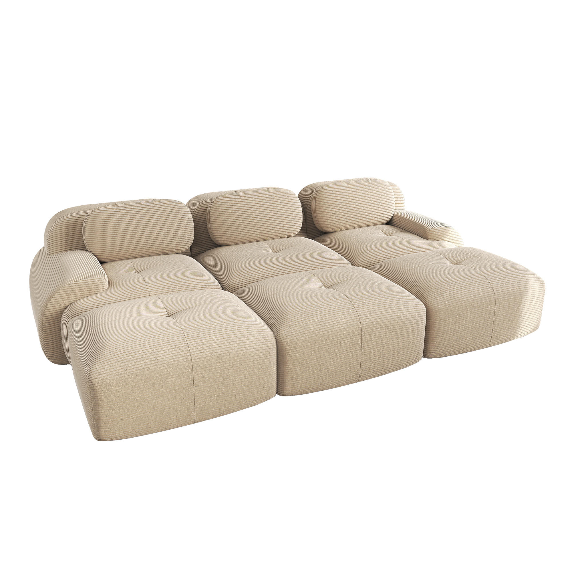 3-SITZER Sofa 298x178x75 cm aus Cordstoff rahmenlos modular, beige - Beige, Textil (178/75/298cm)