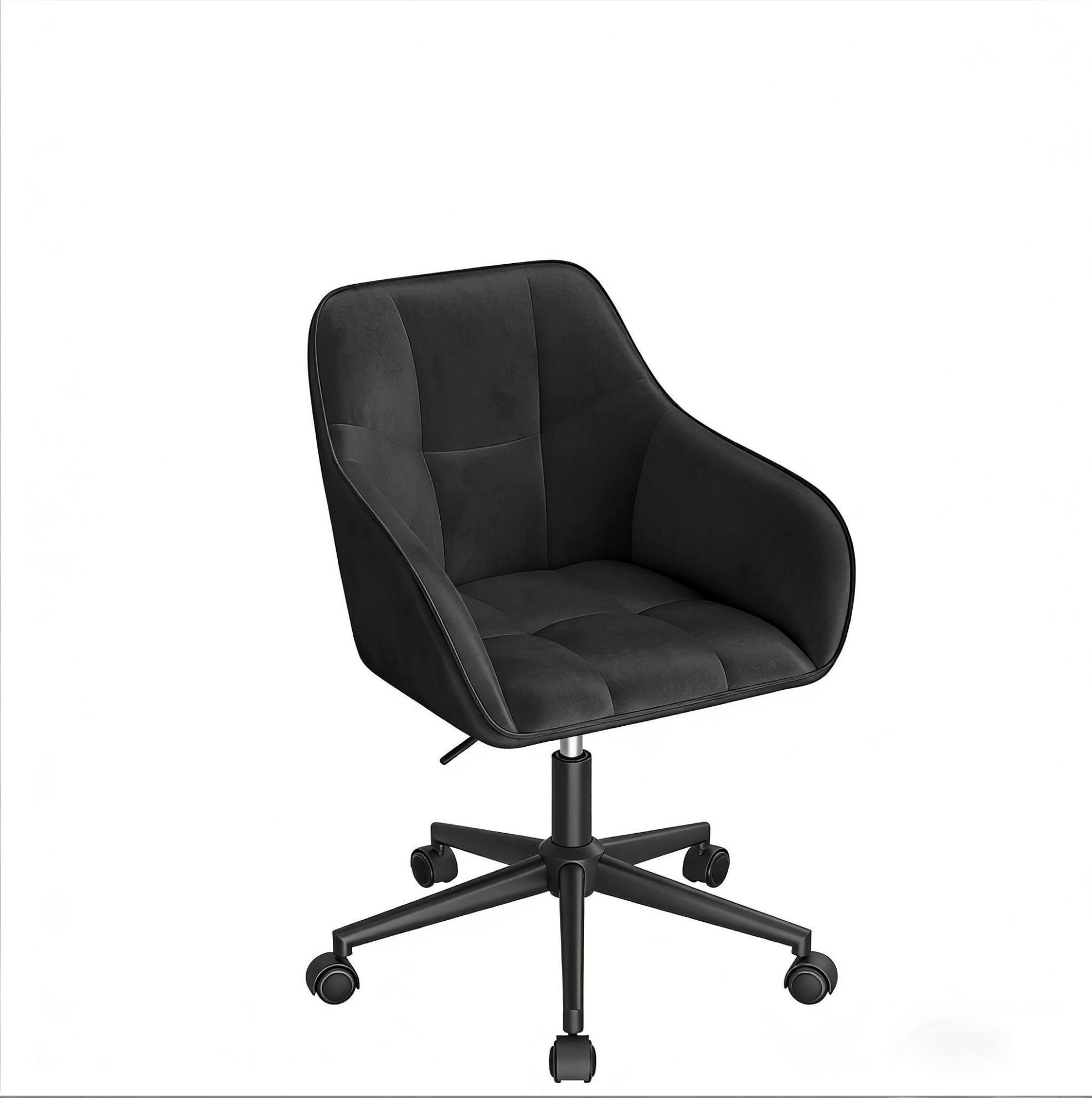 BÜROSTUHL höhenverstellbar Samt Schwarz - Schwarz, Metall (40.5/40/61cm) - Meubliv