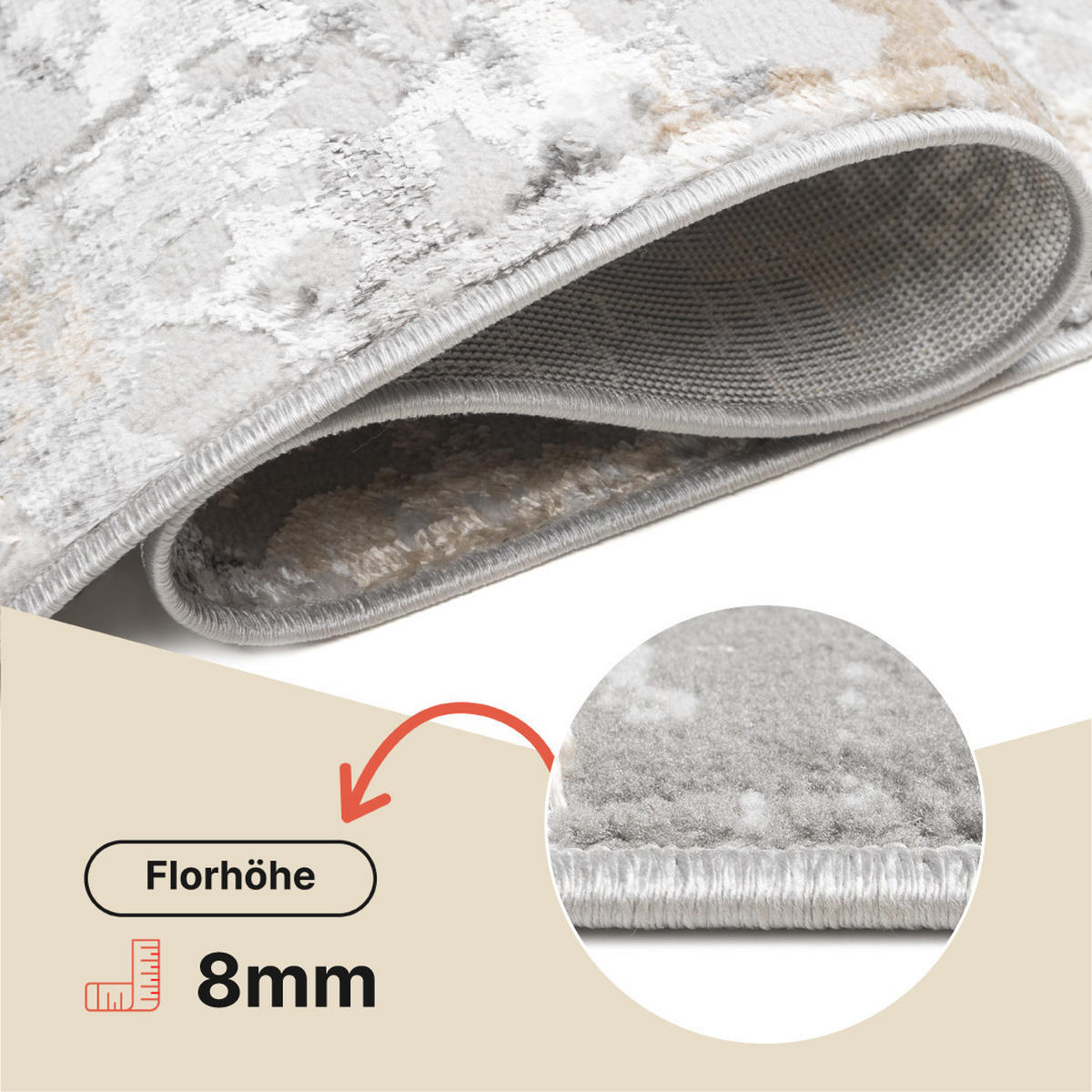 TEPPICHLÄUFER CRYSTAL hellgrau abstrakt 70/150 cm - Hellgrau, Textil (70/150cm) - Tapiso