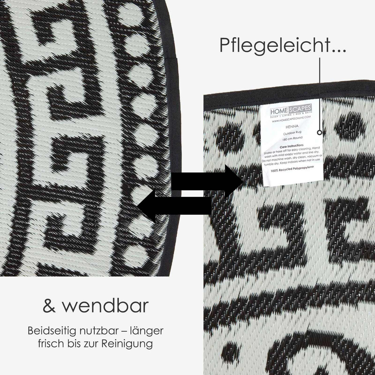 OUTDOORTEPPICH Enid rund mit Ethno-Muster 180 cm - Multicolor, Kunststoff (180/180cm) - Homescapes