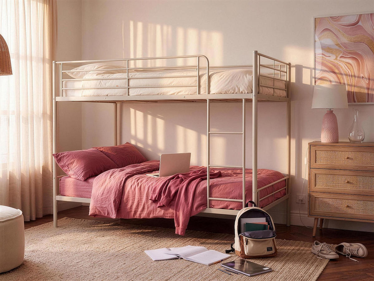 ETAGENBETT - 1 Person - metall - beige Duotis - Beige, Metall (120/190cm) - Vente-Unique