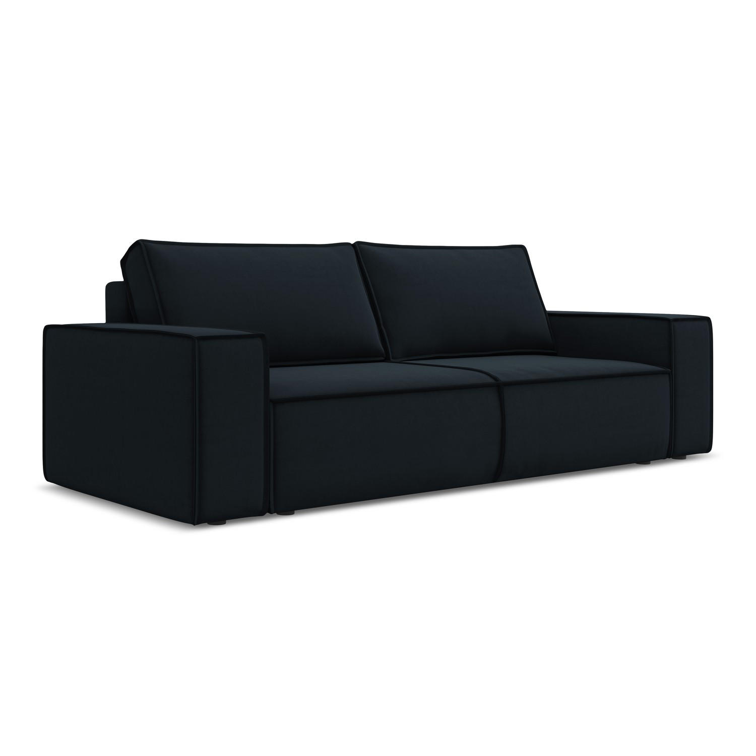 3-SITZER SOFA mit Schlaffunktion Samt Stoff Blau - Blau/Schwarz, Kunststoff/Textil (255/85/105cm) - LaMiaSofa