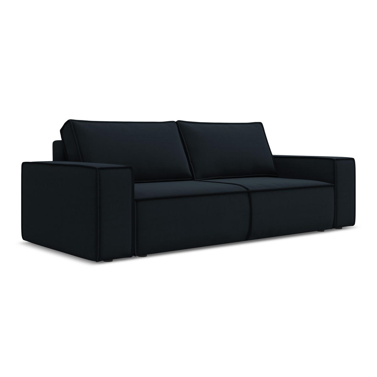 3-SITZER SOFA mit Schlaffunktion Samt Stoff Blau - Blau/Schwarz, Kunststoff/Textil (255/85/105cm) - LaMiaSofa