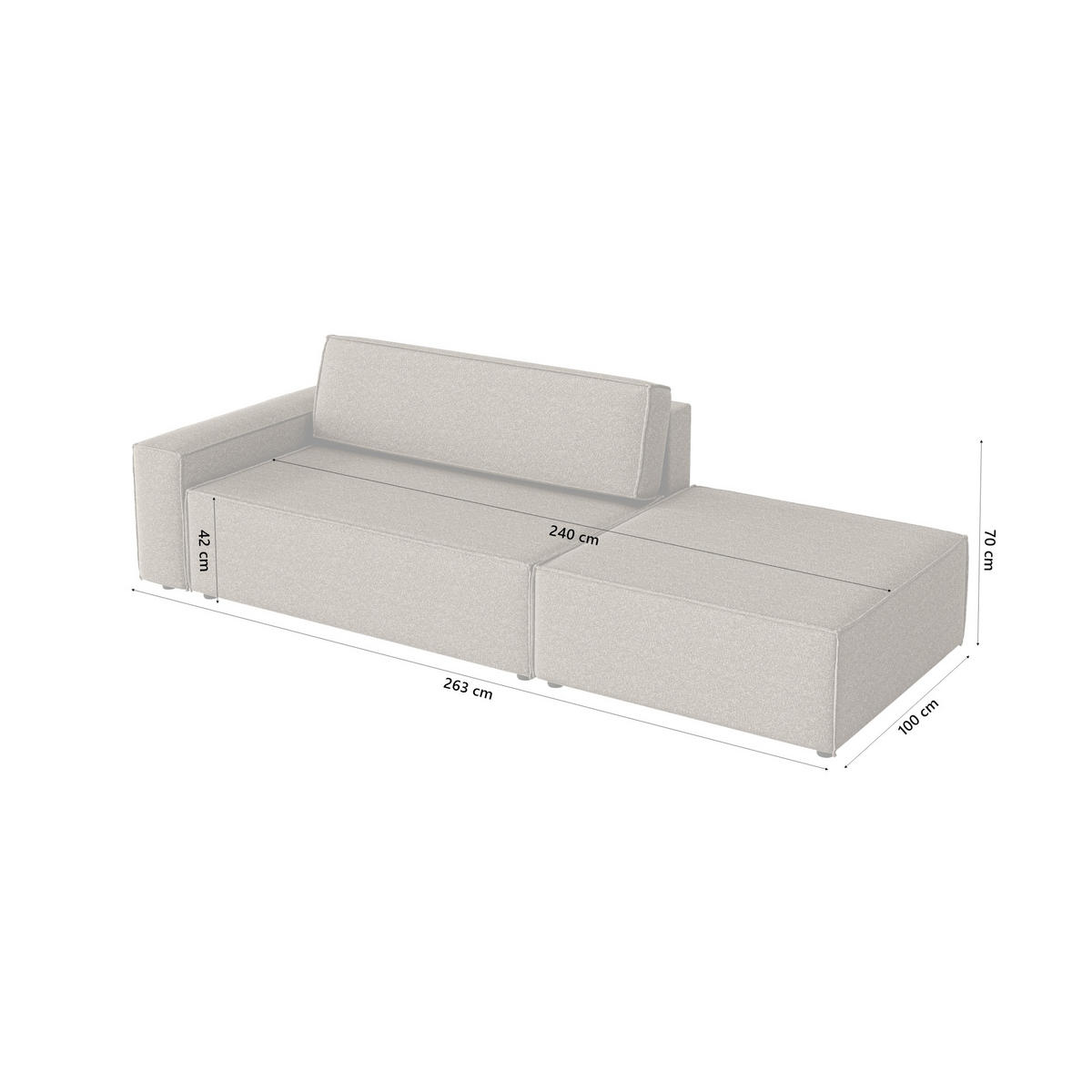 SCHLAFSOFA Lummo Si mit Schlaffunktion, Braun - Braun, Textil (263/70/100cm) - Fedve