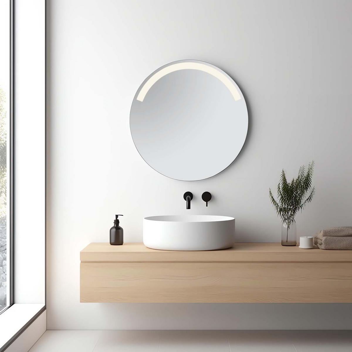 LED-SPIEGEL Agatha rund - Ø 60cm - Silberfarben, Glas (60/60/4cm) - Niermann
