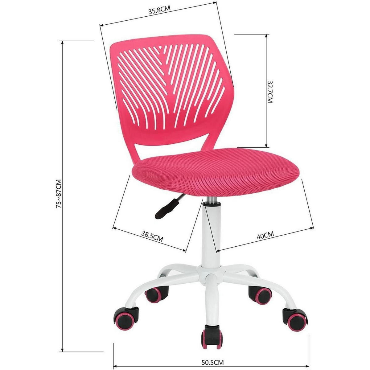 SCHREIBTISCHSTUHL 2er Set Rosa Stoff Höhenverstellbar - Rosa, Kunststoff (38.5/75/40cm)
