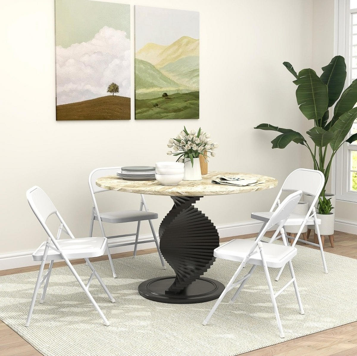 KLAPPSTUHL faltbar 45 x 46 x 78 cm Kunstleder Weiß 4er-Set - Weiß, Metall (45/78/46cm) - Meubliv