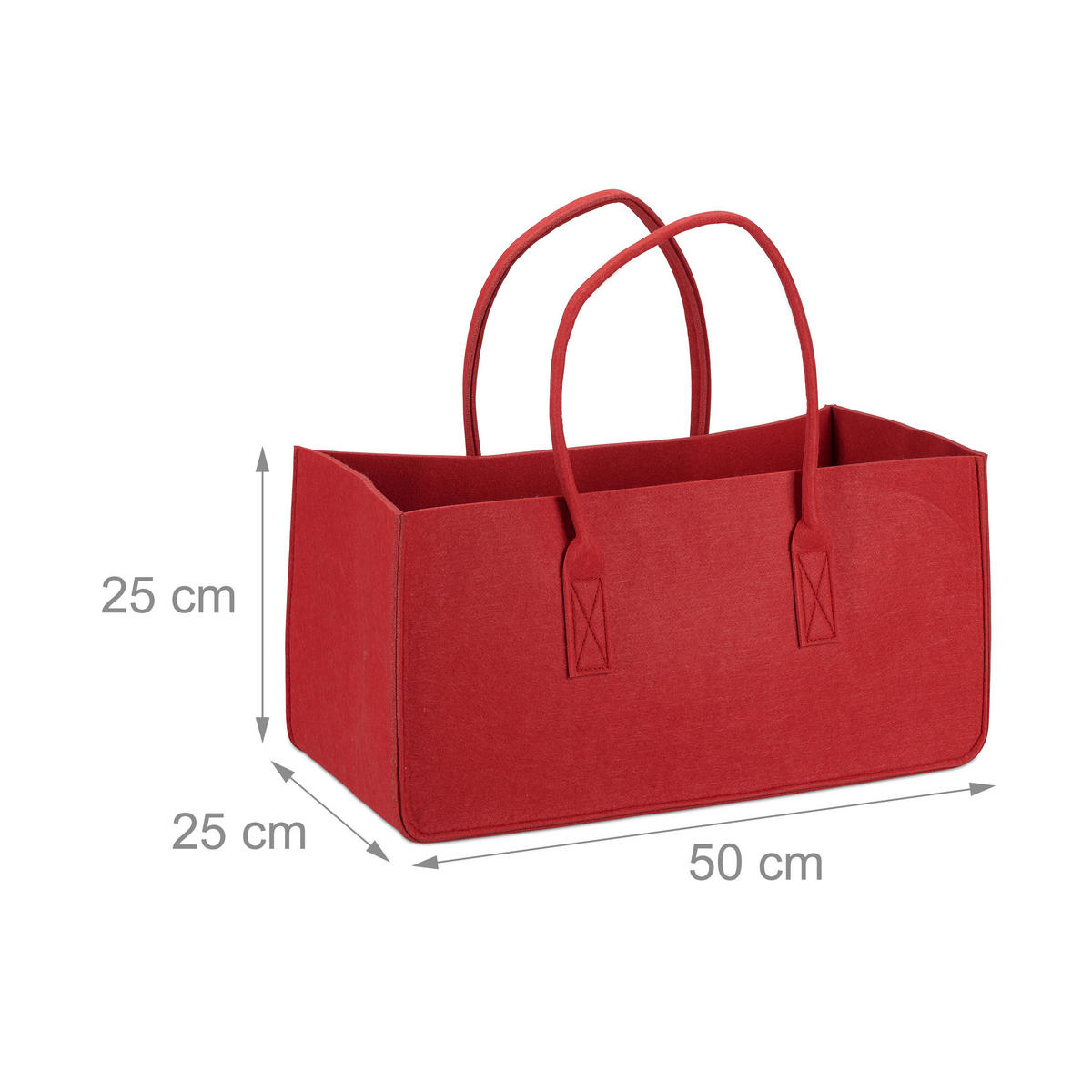 KAMINHOLZTASCHE - Rot, Textil (25/25/50cm) - Relaxdays