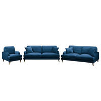 POLSTERGARNITUR (3-2-1) - Samt - Dunkelblau, Textil (211/85/96cm) - home24