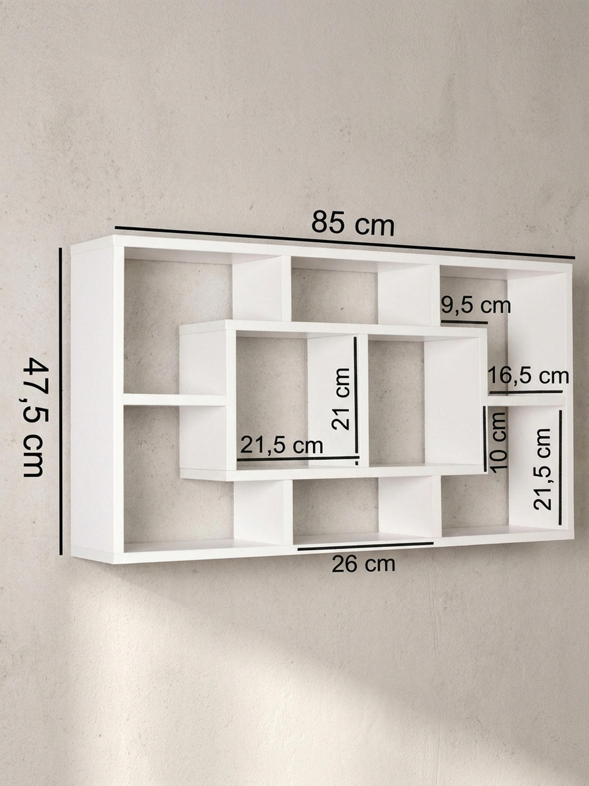 WANDREGAL RUR MDF Melaminbeschichtet Modern, Weiß 85x16x48 cm - Weiß, Holz (85/48/16cm) - KADIMA DESIGN