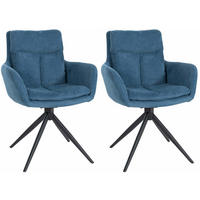 ARMLEHNENSTUHL 2er Set Stoff Blau - Blau/Schwarz, Textil/Metall (60/88/65cm) - CLP