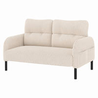 SOFA 2-Sitzer 120 x 75 x 79 cm Cord Beige mit Seitentasche - Beige, Kunststoff (120/79/75cm) - Meubliv