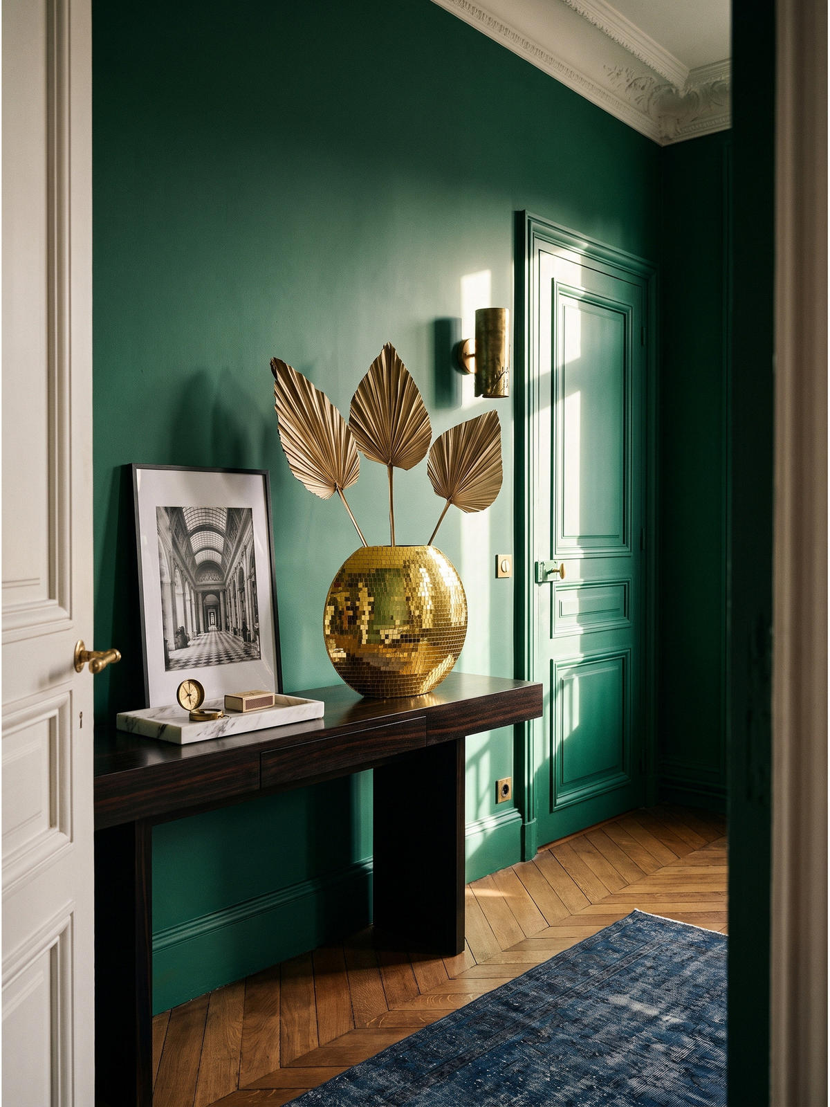 TISCHVASE BERLENGA, Eisen, handgefertigt, Gold, 40 x 10 x 35 cm - Goldfarben, Metall (35cm) - KADIMA DESIGN