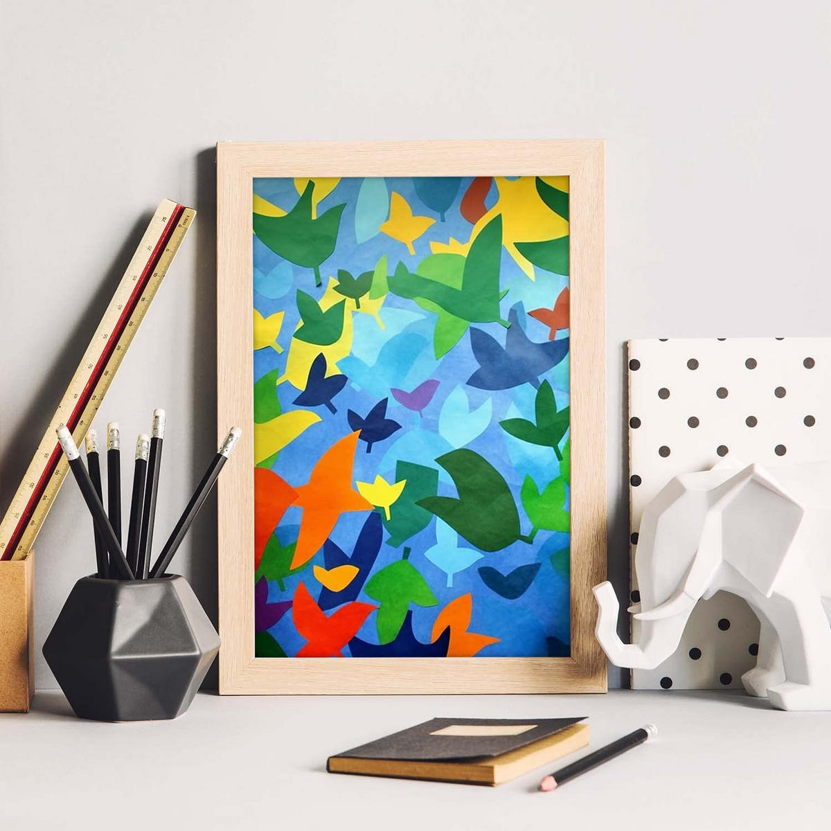 POSTER Matisse-Stil A4 Rahmen Aus Hellem Holz - Beige, Papier (29.7/5/21cm) - Nacnic