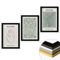 WANDBILDER 3er-Set - 20x30 cm Schwarzer Rahmen - Linien, Pflanzenmuster, Minimalismus - Schwarz, Kunststoff (20/30cm) - ArtPrintCave