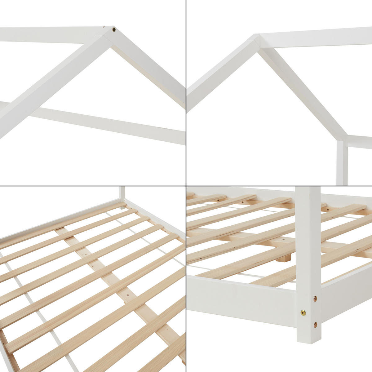 HAUSBETT Cerro - Weiß, Holz (120/200cm) - [en.casa]
