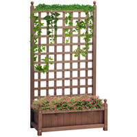 HOCHBEET DE-05322 Mit Rankgitter, Rosenbogen Dunkelbraun - Dunkelbraun, Holz (64/120/28cm) - ComfortXL