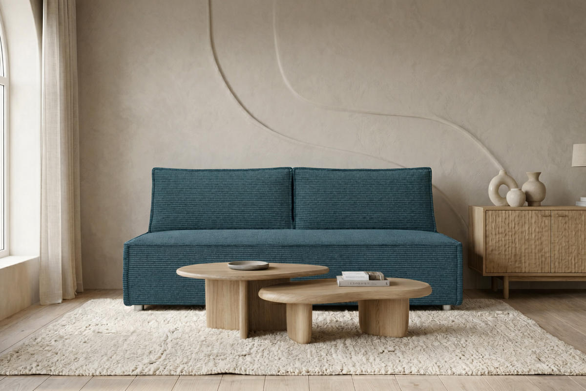 SCHLAFSOFA Mit Bettkasten DUO, Stoff Poso, Azurblau - Blau, Holz (198/89/90cm) - Kaiser Möbel