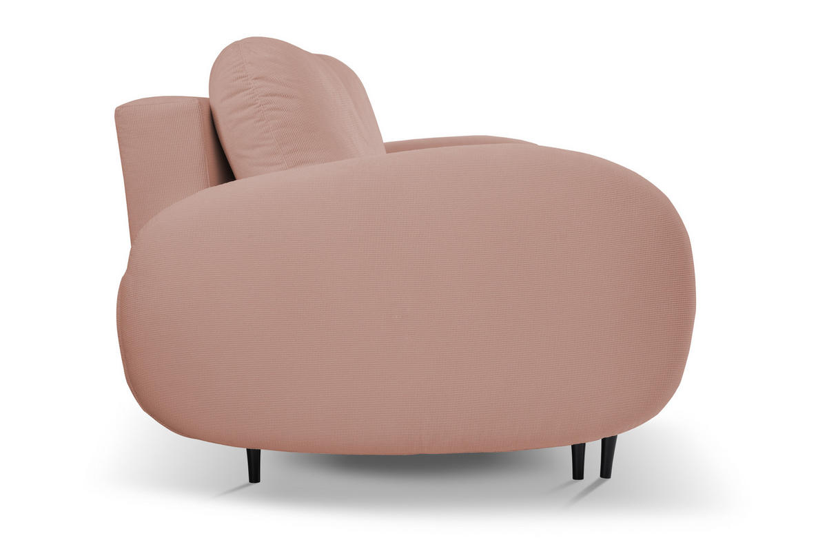 SOFA SOFT RunAgin Mit Schlaffunktion Und Bettkasten, PUR-Schaum, Schwarze Kunststofffüße, lose Rückenkissen, freistehend, 232x109x95 cm Rose - Rosa, Holz/Textil (232/95/109cm) - DomoHome