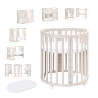 PĂTUȚ bebe Cașmir oval 7in1 cu saltea - cașmir, material textil/lemn (73/125cm) - waldin