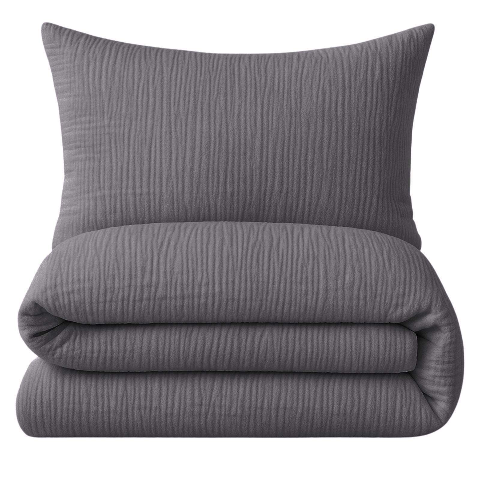 MUSSELIN-BETTWÄSCHE 135x200 Uni - Bettbezug Bügelfrei aus 100% Baumwolle - Einfarbig Anthrazit - Anthrazit, Textil (135/200cm) - Carpe Sonno