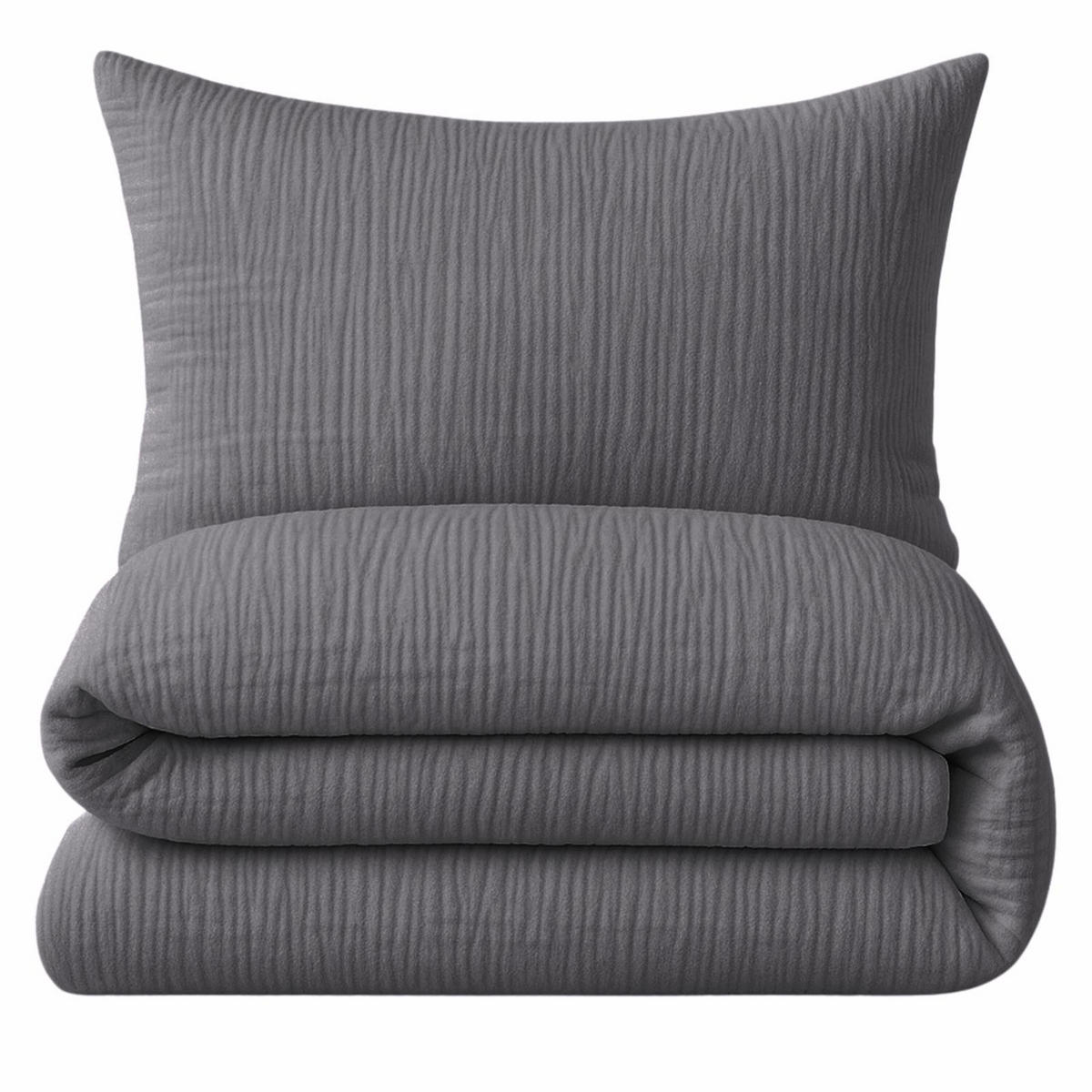 MUSSELIN-BETTWÄSCHE 135x200 Uni - Bettbezug Bügelfrei aus 100% Baumwolle - Einfarbig Anthrazit - Anthrazit, Textil (135/200cm) - Carpe Sonno