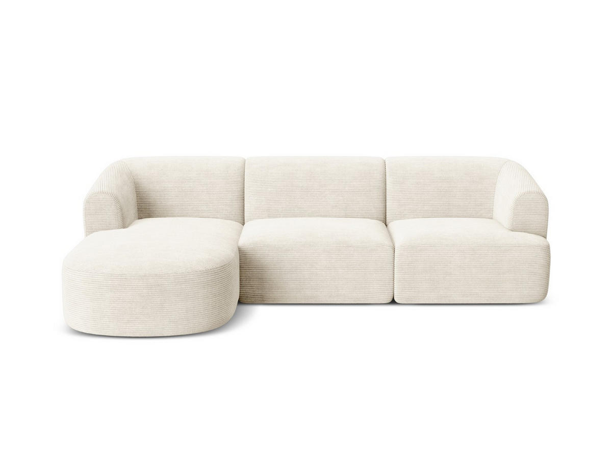 MODULARES-ECKSOFA links Campi aus Cord elfenbein 4 Sitzplätze - Ecru, Textil (156/256cm) - Cosmopolitan Design