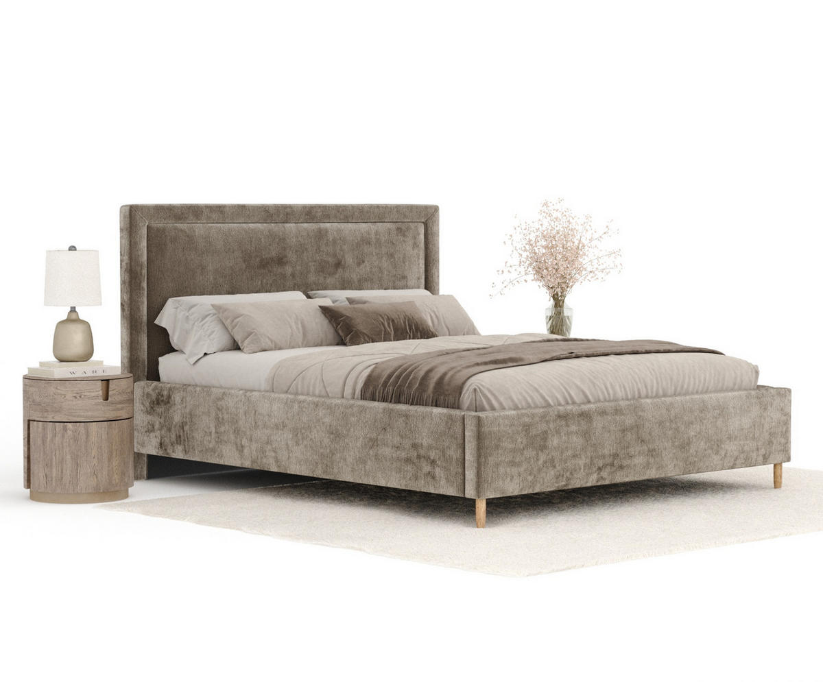 POLSTERBETT Ordina Beige 120/200 cm im Chenille-Stoff - Beige/Naturfarben, Holz/Holzwerkstoff (120/200cm) - Maison de Reve