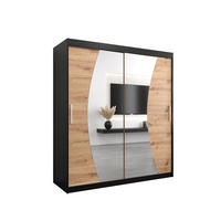 SCHWEBETÜRENSCHRANK 200/180/62 2-türig - Silberfarben/Schwarz, Holz/Kunststoff (180/200/62cm) - Abiks Möbel