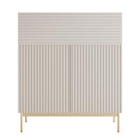 HIGHBOARD Linearis Kaschmirgrau 92 cm - Taupe/Goldfarben, Holzwerkstoff/Metall (91.9/105.4/35cm) - Selsey