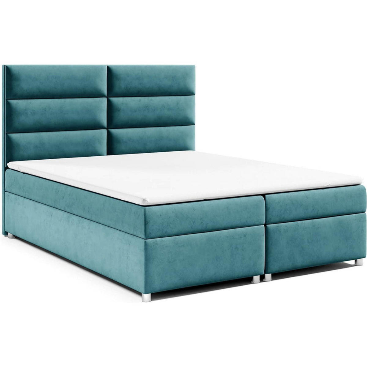 BOXBETT mit Bettkasten Trinity K-4 Bonellfederkern inkl. Topper - Hellblau, Holz/Holzwerkstoff (140/200cm) - Best For Home