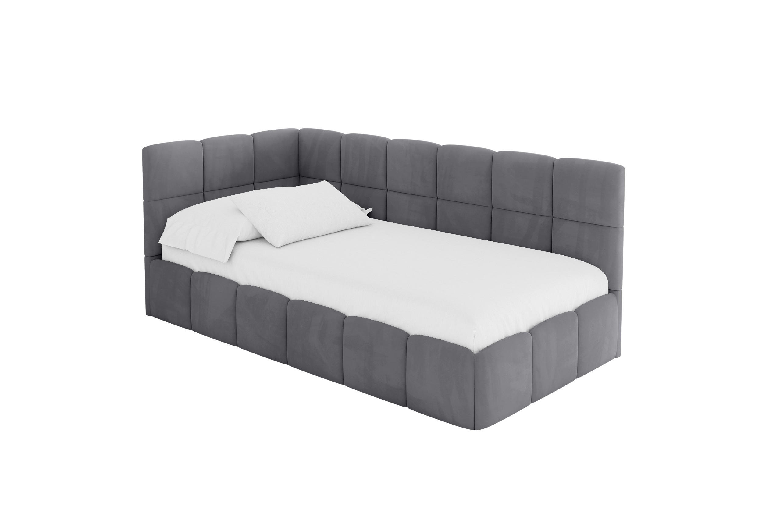EINZELBETT Jugendbett mit Bettkasten Rechts, ohne Matratze - LIVY 80x200 Dunkelgrau - Dunkelgrau, Holzwerkstoff/Textil (80/200cm) - ALTDECOR