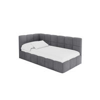 EINZELBETT Jugendbett mit Bettkasten Rechts, ohne Matratze - LIVY 80x200 Dunkelgrau - Dunkelgrau, Holzwerkstoff/Textil (80/200cm) - ALTDECOR