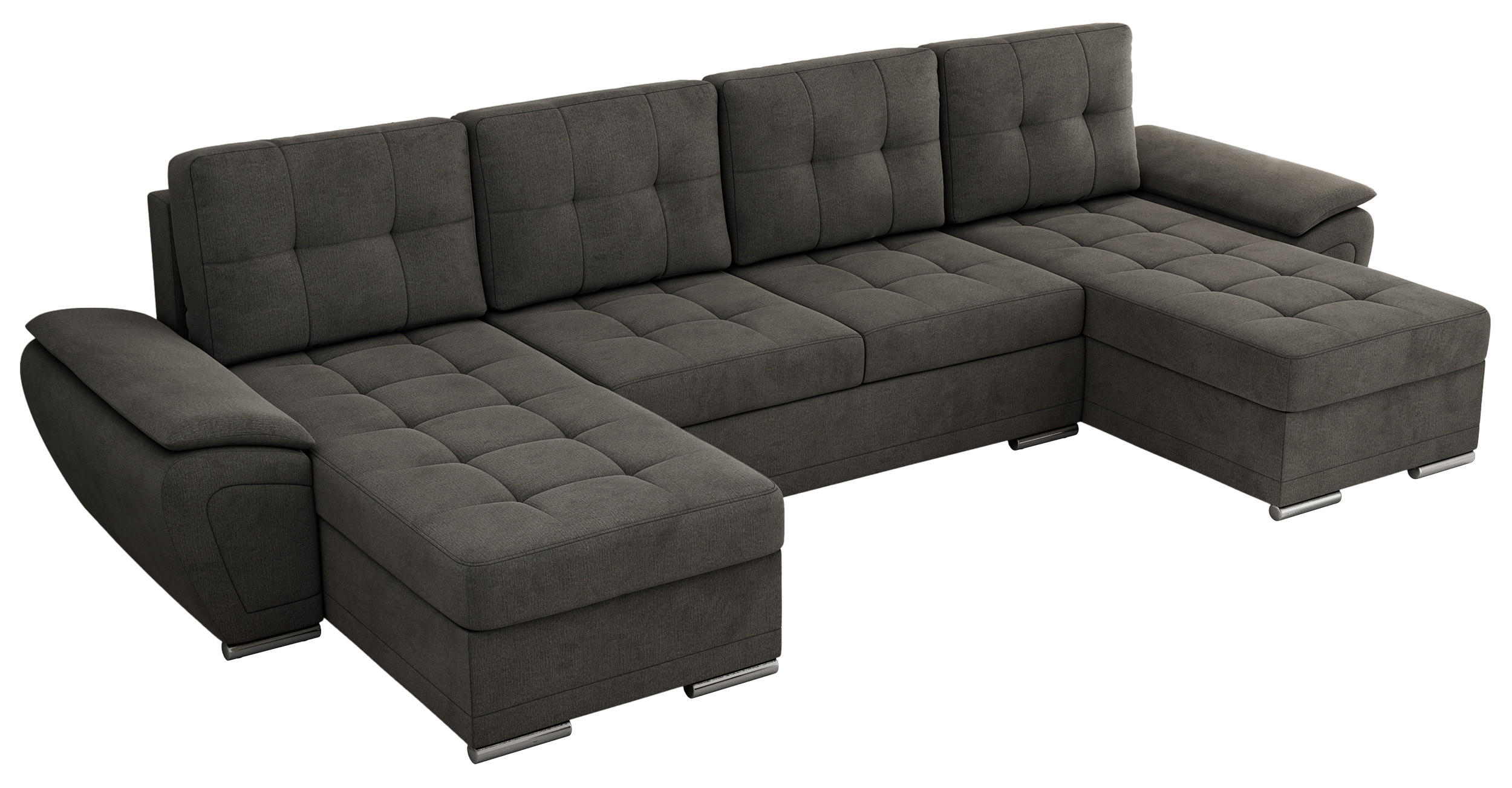 WOHNLANDSCHAFT UMBRIA U Dunkelgrau Velvet - Dunkelgrau/Grau, Textil/Metall (336/85/157cm) - MKS