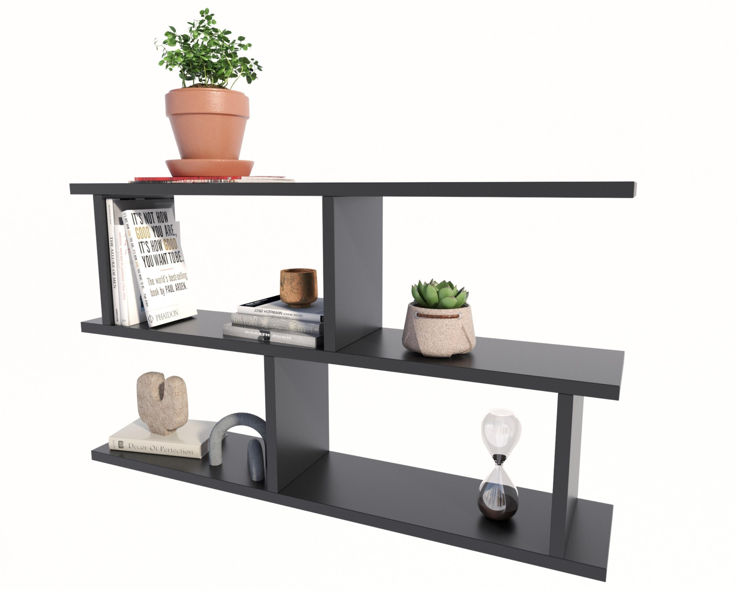 WANDREGAL LUNA 2 Versionen Schwarz 85/18/49,4 cm - Schwarz, Holzwerkstoff (85/49.4/18cm) - Matkam Möbel