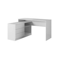 SCHREIBTISCH KAJA 138 cm Weiß Matt - mit Seitenmodul, 3 Schubladen und 2 Fächern - Weiß, Holz/Holzwerkstoff (110/138/76cm) - Ravio