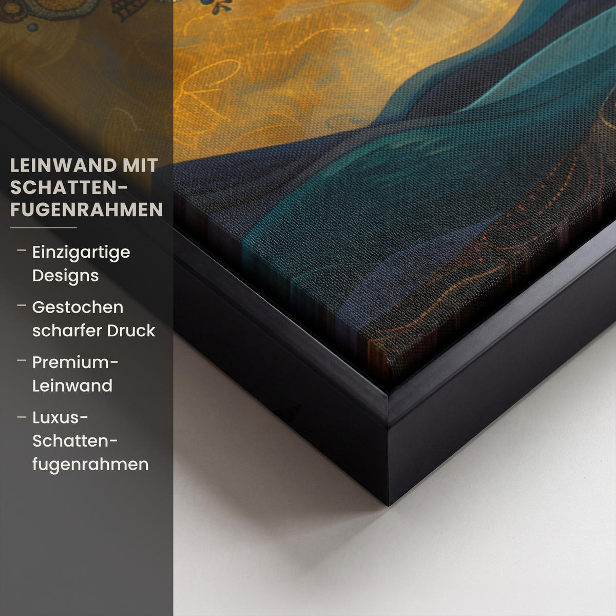 LEINWAND Bilder mit Rahmen - Baum - Mond - Blumen - Gold - Kunst - 80x60 - Orange, Textil (80/60cm) - MuchoWow