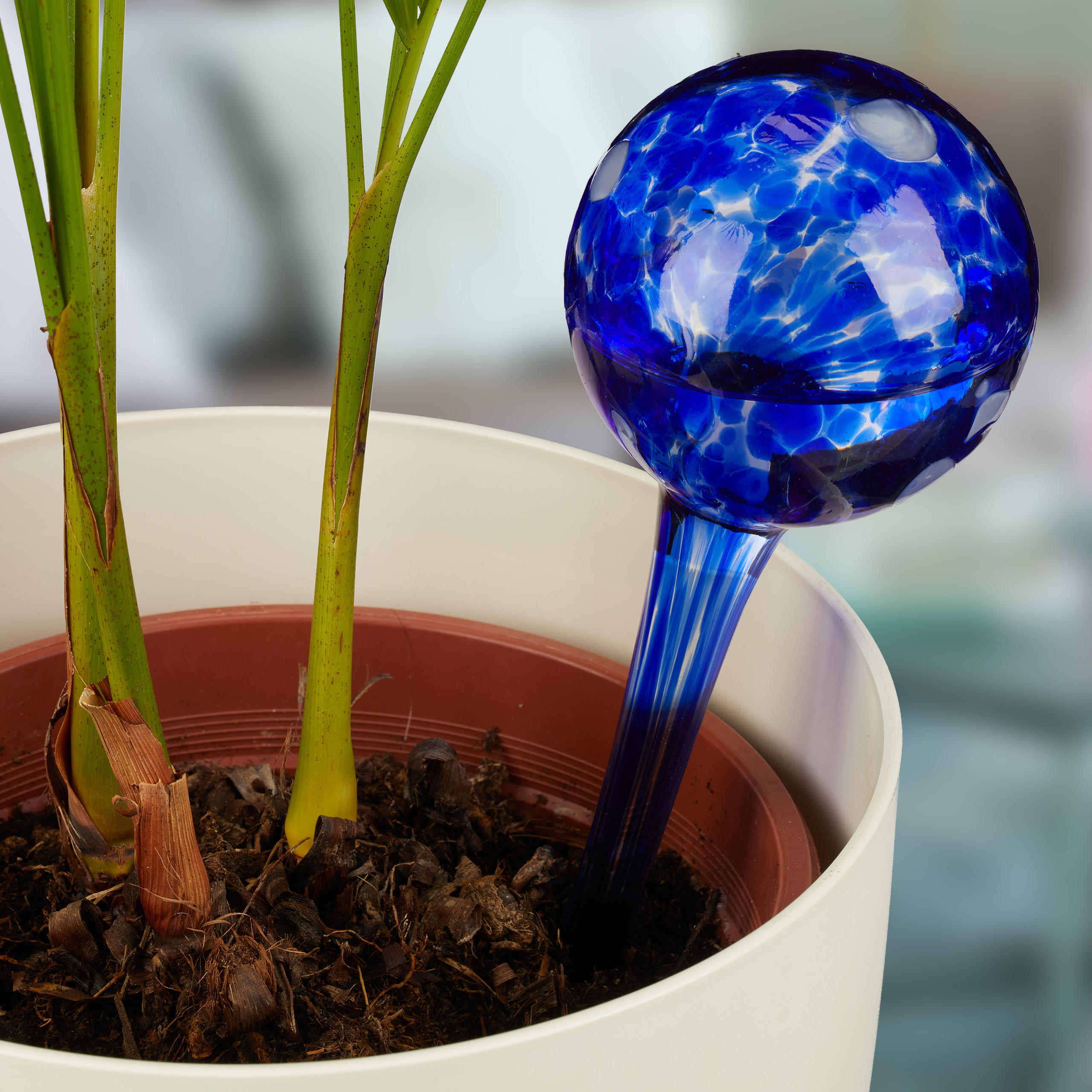 2XBEWÄSSERUNGSKUGEL - Dunkelblau, Glas (9/30/9cm) - Relaxdays