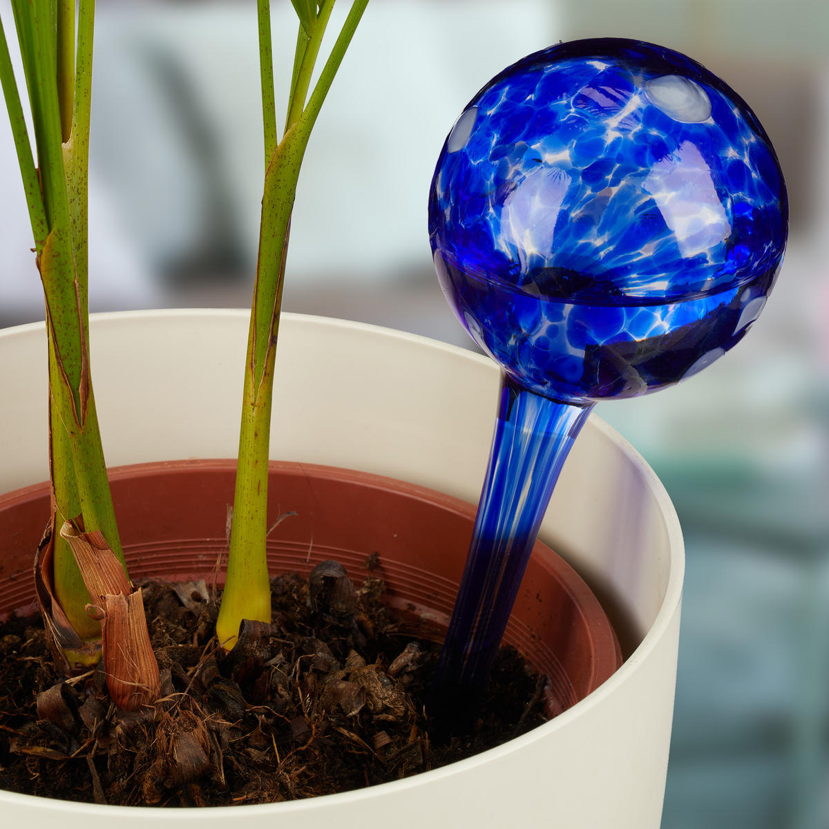 2XBEWÄSSERUNGSKUGEL - Dunkelblau, Glas (9/30/9cm) - Relaxdays