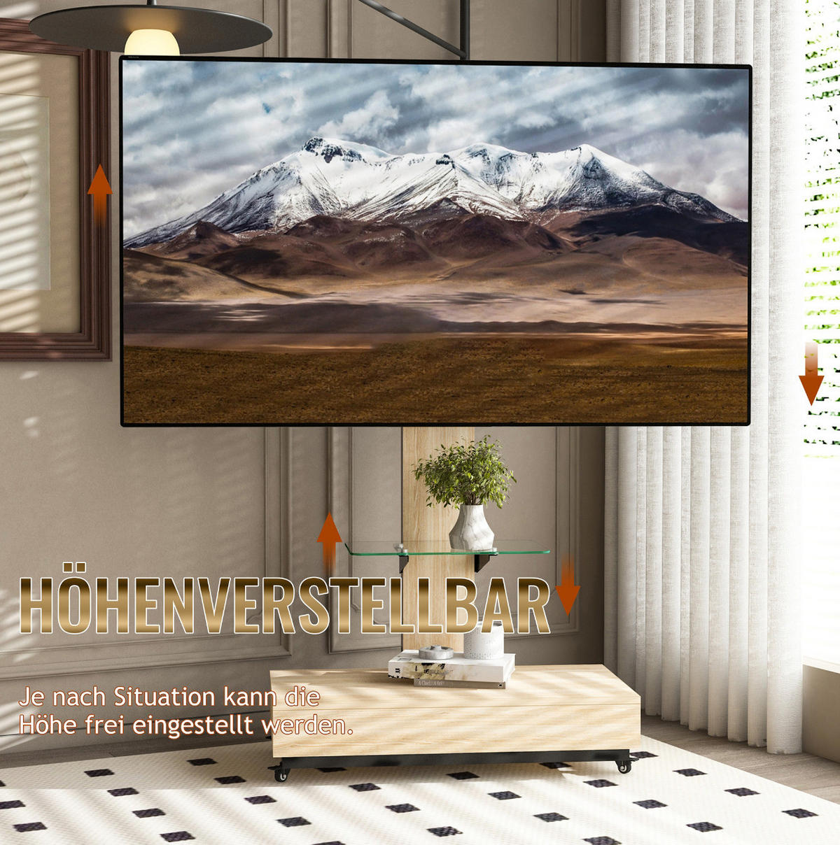LOWBOARD 80/40 cm in Natur aus MDF und Metall mit Rollen und Schublade - Hellbraun, Holzwerkstoff (40/174.3/80cm) - OKMYHOME