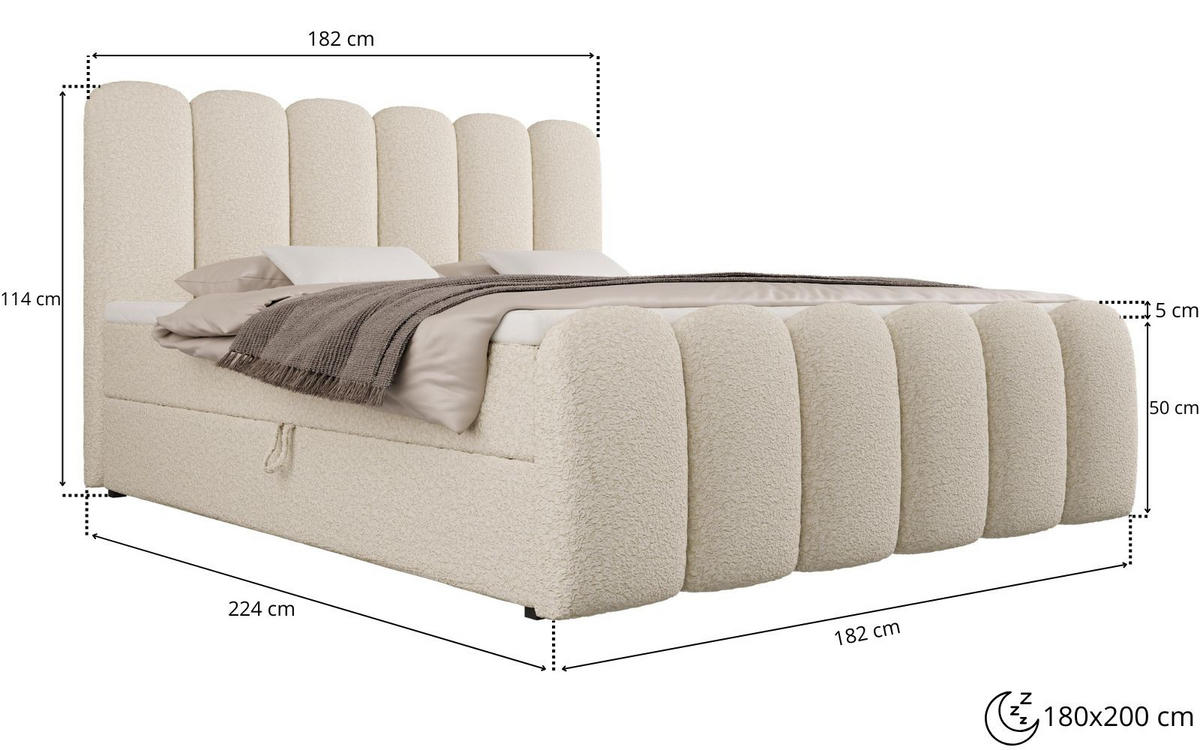 BOXBETT CUDDLE 180x200 cm in Rosa, Bettkasten, Topper, Velvet-Stoff - Pink, Holz/Textil (180/200cm) - EMLAR Home