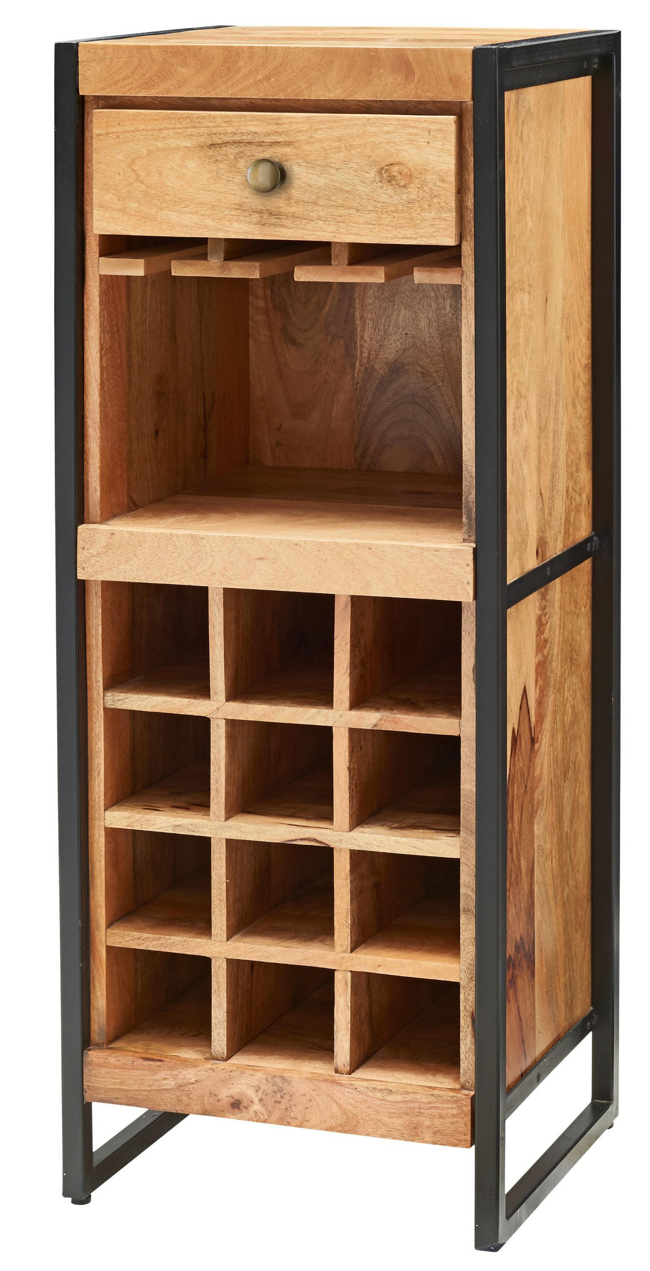 bene living Barregal Natur, Braun, Schwarz 51x120x40 cm