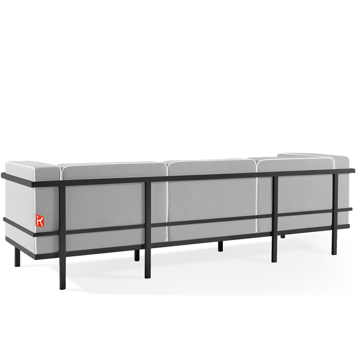 GARTENSOFA TRIGLO 3-Personen, Stahlrahmen, Modern, Dunkelgrau - Dunkelgrau/Weiß, Textil/Metall (229/70/69cm) - KONSIMO®